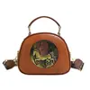 Bolsa Pequena Redonda Vintage em Relevo, Bolsa de Mão, Bolsa Transversal, Grande Capacidade, Bolsa de Ombro Estilo Antigo, Bolsa Feminina Versátil para o Dia a Dia e Viagem
