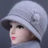 Gorro de Lana Grueso Cálido Anti-Frío para Mujer de Edad Media y Anciana Madre Abuela, Gorro de Punto con Ala Ancha Protección para Orejas