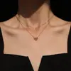 Colar Feminino Coração de Amor Estilo Coreano Ins Estilo Frio Luxo Leve Design de Nicho Corrente para Clavícula de Aço Titânio Acessórios Simples