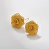 Pendientes Exquisitos y Compactos de Metal Tejido de Malla con Forma de Rosa, Pendientes del Mismo Estilo que las Celebridades de Internet, Joyería de Oreja Personalizada Versátil para Celebridades de Internet