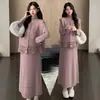 Conjunto de Ropa de Maternidad Nuevo Otoño 2026 Chaleco con Volantes de Moda Conjunto de Vestido Largo de Punto