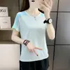 Camiseta de Secagem Rápida com Manga Curta para Mulheres, Novo Estilo de Verão para Corrida e Fitness, Camiseta Respirável de Seda Gelada Atacado, Casual e Fashion