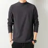 Nova blusa masculina de gola alta de manga comprida para o outono, estilo coreano, moderna, camiseta preta pura para o outono
