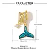 Moda Europea y Americana Colgante de Colgante de Cobre Zirconia con Forma de Corazón de Perla y Trébol de Cuatro Hojas DIY para Mujeres Colgante de Joyería de Cola de Pez Mariposa