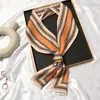 Pañuelo de seda con lazo francés retro para el pelo, con pintura al óleo, para mujer, lazo largo, estilo coreano, combina con todo, para primavera y otoño