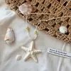 Isla Festiva~Collar de Estrella de Mar con Cuentas de Dopamina Cadena de Clavícula Exagerada Estilo Vacaciones en la Costa para Mujer Accesorio Único