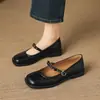 Sapatos Mary Jane rasos quadrados retrô estilo francês com salto grosso de 2 cm e sola macia, sapatos femininos versáteis elegantes e confortáveis