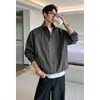 Chaqueta con cuello alto para hombre, primavera y otoño 2026 nuevo cárdigan casual con cremallera, abrigo holgado de talla grande con estilo americano moderno