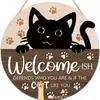 Placa de Madeira de Gato Engraçado para Halloween Transfronteiriça Estilo Americano Abóbora Gato Preto Decoração Atmosfera Festiva Artesanato