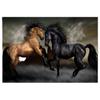 Animal Caballo Negro y Marrón Pintura en Lienzo Mural Póster Arte de Pared Dormitorio Sala de Estar Pintura Decorativa Moderna Cuadro Colgante