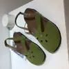Sandalias Cerradas de Punta con Hebilla de Una Correa, Estilo Vintage Simple Hueco, Zapatos Planos sin Espalda de Gamuza para Mujer
