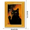 Marco de Foto Magnético Estilo Pintura al Óleo Serie Gato Negro Nuevo Transfronterizo Gatito Gritando Marco de Foto Magnético de Madera Retro Imán Magnético para Refrigerador