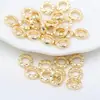 Espaçadores decorativos de cor duradoura banhados a ouro estilo antigo para pulseiras e correntes de mão, anéis redondos martelados, acessórios para joias DIY