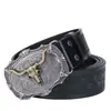 Cinto de Cowboy Ocidental Transfronteiriço, Novo Estilo com Fivela Grande de Cabeça de Touro, Cinto da Moda para Jovens, Cinto para Roupa Exterior Estilo de Rua Americano