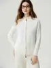 Cardigan de estilo Old Money con cuello alto y cremallera 100% Cachemir Puro para Mujer, Suéter Abrigo Grueso de Punto Trenzado para Otoño e Invierno