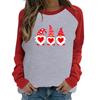 Camiseta Feminina Europeia e Americana Dia dos Namorados Manga Longa Estampada Amor de Anão Idoso Camiseta de Casal Duas Cores Manga Longa Atacado