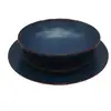 Plato de gres esmaltado azul oscuro mate