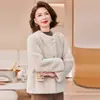 Popular Imitación de Visón Joven Moda Otoño e Invierno Casual Europeo Terciopelo de Visón Cuello Redondo Chaqueta Corta de Piel Aroma Ligero Estilo Corto de Terciopelo de Visón