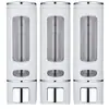 Dispensador de jabón de tres cabezales de 400 ml para montaje en pared sin perforaciones, dispensador manual de jabón, caja para champú, caja para gel de ducha, para botella de jabón de lavado de manos