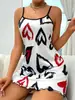 Europea y Americana Transfronteriza Sexy Amazon Nueva Falda de Tirantes Ropa de Casa Camisón de Tirantes Vestido Estampado Ropa de Dormir Ropa de Dormir Ropa de Dormir