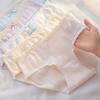 Ropa interior femenina de algodón puro 7A con entrepierna antibacteriana, pantalones cortos triangulares de color liso con lazo bonito para estudiantes.