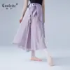 Stock Listo Falda de Media Longitud para Adultos Falda de Baile Ballet con Cordones Ropa de Práctica Delantal Gasa Extendido Ligero Falda de Maestra
