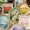 Paquete de Pegatinas Adhesivas de Tarjeta Dura Retro Story, Serie Caja de Pintura Recogida de Luz, Tema Marco de Fotos Vintage DIY 6 Diseños