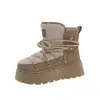Botas de Nieve Cálidas de Plataforma Gruesa con Punta Redonda, Tendencia Otoño e Invierno para Mujer, Estilo Coreano Slip-On Acolchadas de Algodón para Mujer de Comercio Exterior