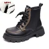Botas Martin de suela gruesa para mujer, nuevo estilo invierno 2026, botas sencillas, botines estilo británico, botas de invierno versátiles, botas de nieve con forro de felpa y engrosadas, botas de algodón