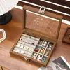 [Fábrica de Origen] Caja Multifuncional de Madera de Nogal para Joyería Caja a Prueba de Polvo para Guardar Anillos y Pendientes Bandeja de Exhibición para Joyería