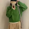 Suéter Pulóver de Media Cremallera con Cuello de Solapa para Otoño e Invierno para Mujer, Estilo Coreano, Cuello Alto, Ajuste Holgado, Tejido Elegante para Abrigo
