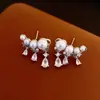 Pendientes Colgantes de Zirconia Perla Aguja Plateada Forma de Gota Lujo Accesible Elegantes Versátiles Pendientes Nicho Gama Alta Personalizados para Mujer