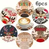 Posavasos redondos resistentes al calor con diseño de madera transfronterizo DIY de una cara animal gato tema navideño fiesta decoración de mesa