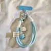 Lanyard para teléfono de moda estilo Ins, colgante de dibujos animados lindo, lanyard de doble cabeza, cadena colgante de hebilla de doble cabeza tejida versátil