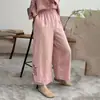 Pantalones finos de verano para mujer, mezcla de algodón y lino, estilo cropped de pierna ancha, bordados con patrones artísticos y vintage, de inspiración étnica, holgados y casuales