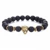Ebay El Más Vendido Aleación Cabeza de Leopardo Piedra Roca Volcánica Pulsera Elástica 6061
