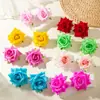 Brincos de Flor Rosa Simulada Transfronteiriços Europeus e Americanos, Brincos de Flor Dopamina de Poliéster Modernos e Elegantes
