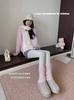 Leggings Femininos Listrados Verticais para Roupa Externa, Novo Estilo Primavera e Outono 2025, Forrados com Lã Outono e Inverno, Extra Grossos, Calças de Algodão Quentes, Calças de Lã, Calças Térmicas