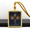 Collar Colgante Thangka Dorado Pintado a Mano Dios Amarillo de la Riqueza Dios Negro de la Riqueza Ojo del Dharma Ojo del Dios de Cinco Caminos Hecho a Mano Thangka Venta al por Mayor