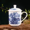 Porcelana Azul e Branca Paisagem Presente Cerâmica Jingdezhen Xícara de Chá Xícara de Escritório Xícara de Chá para Conferência Xícara de Chá para Casa Lembrança