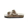 Fábrica de Calçados Shengfuyuan~ Chinelos de Couro Genuíno com Pelo de Vaca, Sapatos Birkenstock para Mulheres, Estilo Moderno com Adição de Lã, Chinelos Birkenstock
