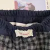 Calças Casuais para Meninas de Primavera e Outono Estilo Coreano Moderno Renda Letra Xadrez Moda Calças de Pernas Largas para Crianças
