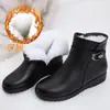 Zapatos de cuero de algodón con forro de lana de invierno de comercio exterior transfronterizos para mujeres de mediana edad y ancianas, de suela plana, talla grande, con forro de felpa, zapatos de algodón para damas, botines