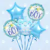 Juego de globos de papel de aluminio de cinco piezas para fiesta de cumpleaños de un año, decoración de ambiente para fiesta de cumpleaños, juego de aluminio Carter