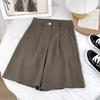 Cintura alta solta Ice Silk Suit Shorts Mulheres Verão Slim Chiffon Reto Casual Perna Larga Calças de Textura Média