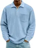 Amazon 2025 Otoño e Invierno Nuevo Polo Casual para Hombre con Cuello Alto, Bolsillo con Cremallera, Pana, Manga Larga