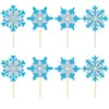 Nova Decoração de Natal Inverno Floco de Neve Azul Inserção de Bolo Decoração de Festa de Aniversário Inserção de Bolo