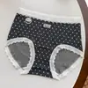 9853 Encaje de Lunares Gris Colección Otoño, Ropa Interior 100% Algodón Cepillado para Mujer, Algodón Puro con Entrepierna Extendida, 10A Antibacteriano