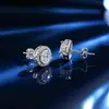 Brincos de Tarraxa em Cobre Banhado a Prata 925 com Zircônia Redonda Moissanite, Design Criativo, Deslumbrantes e Versáteis, Brincos Transfronteiriços
