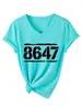 Amazon Ebay Sitio Independiente Cómoda Versátil Personalizada Mujer 8647 Calado Número Cuello en V Manga Corta Camiseta Camisa Base